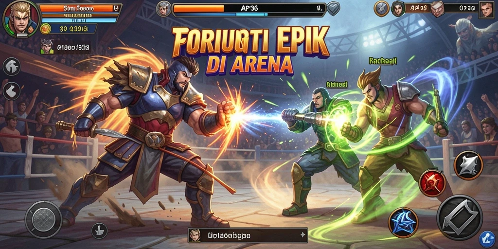 Screenshot utama API36 menampilkan aksi pertarungan yang intens.