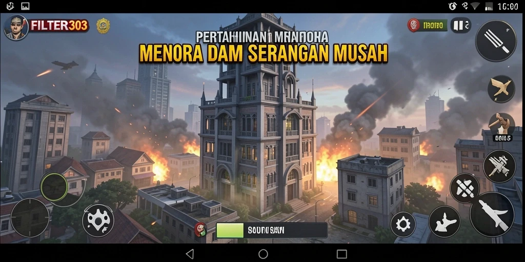 Tangkapan layar FILTER303 menampilkan gameplay strategis menara pertahanan.
