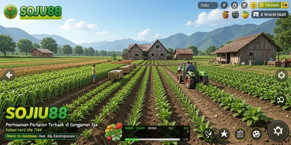 Screenshot gameplay SOJU88 menampilkan aktivitas bertani yang seru.