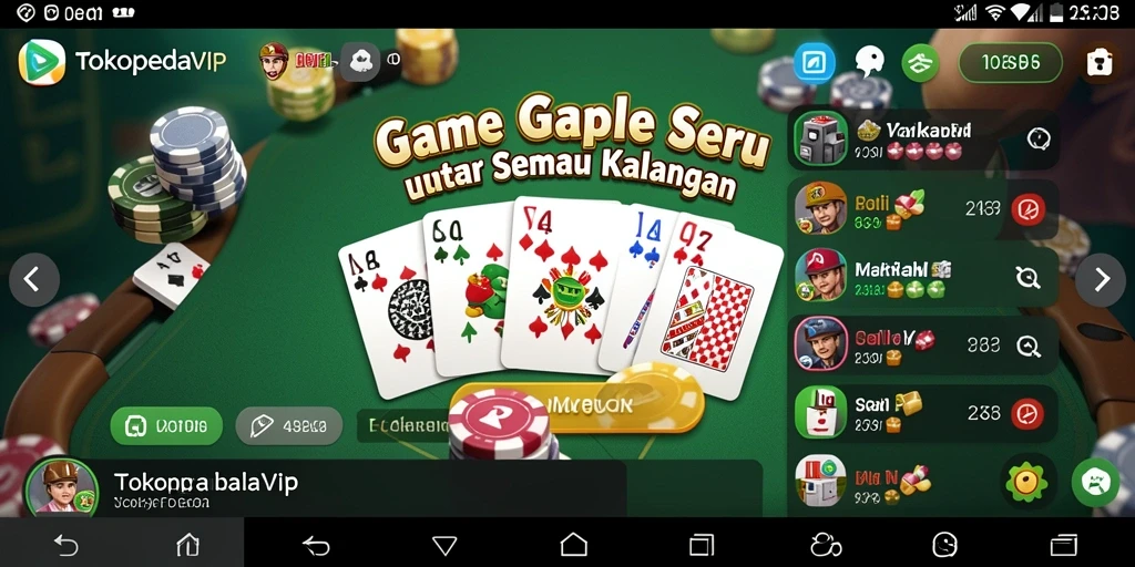 Screenshot utama TOKOPEDIAVIP menampilkan gameplay Gaple yang seru.