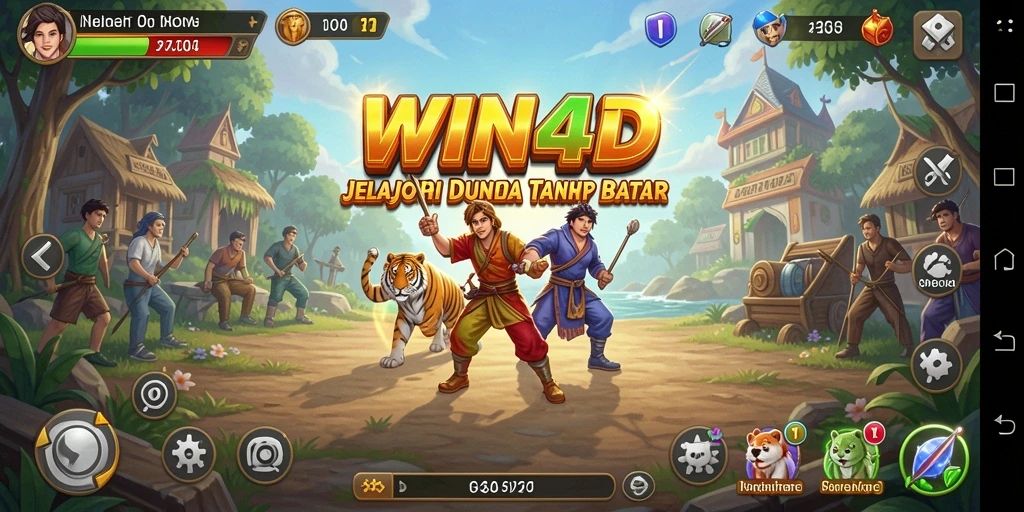 Tangkapan layar utama WIN4D menampilkan petualangan epik di dunia Open World.